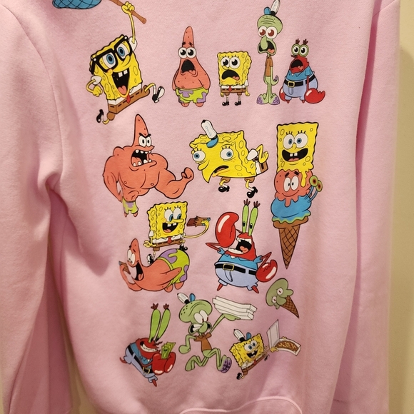 Nickelodeon pink Sponge Bob Pullover Crew Neck Sweater Size S - Picture 6 of 11